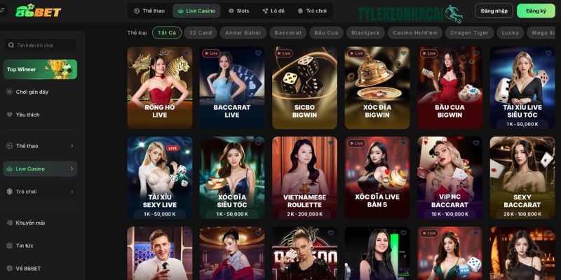 Kho trò chơi hấp dẫn và đa dạng tại 86BET